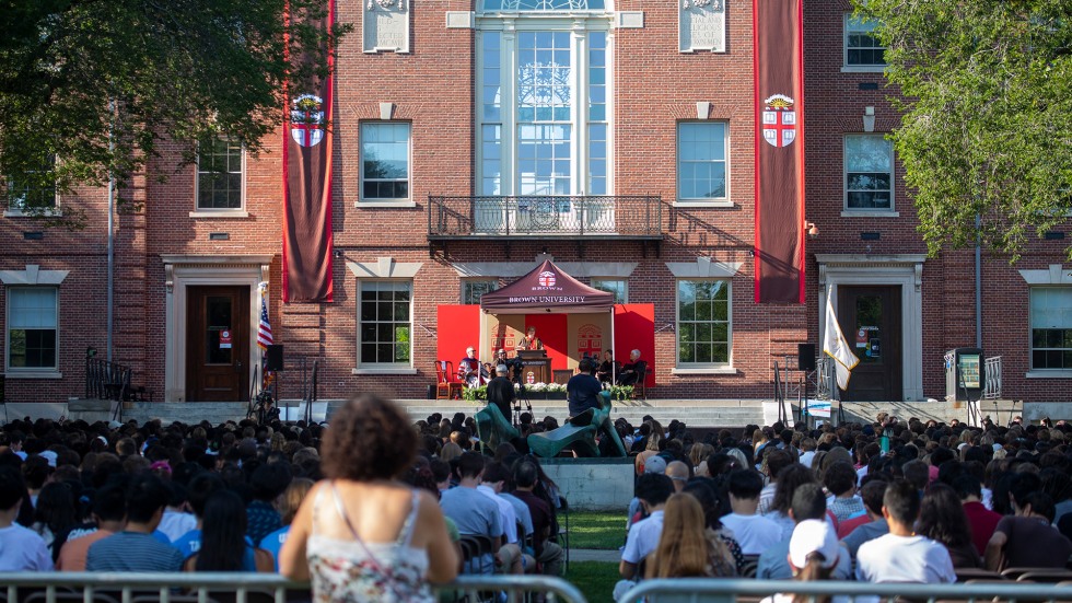 The Brown community gathers on the College Green for Brown's 258th Opening Convocation.